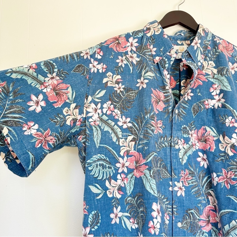REYN SPOONER Hawaiian Blue Button Shirt XL - Picture 3 of 8